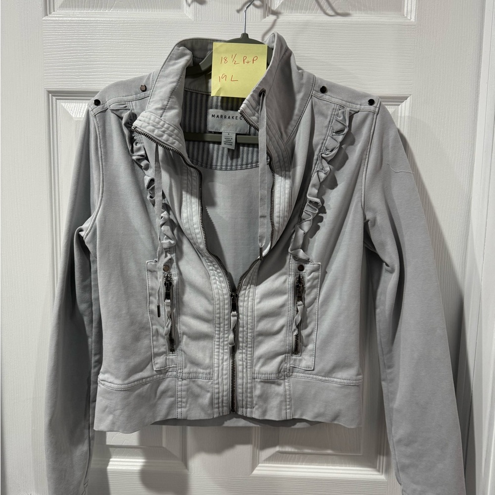 Women's Gray Ruffled Utility Jacket